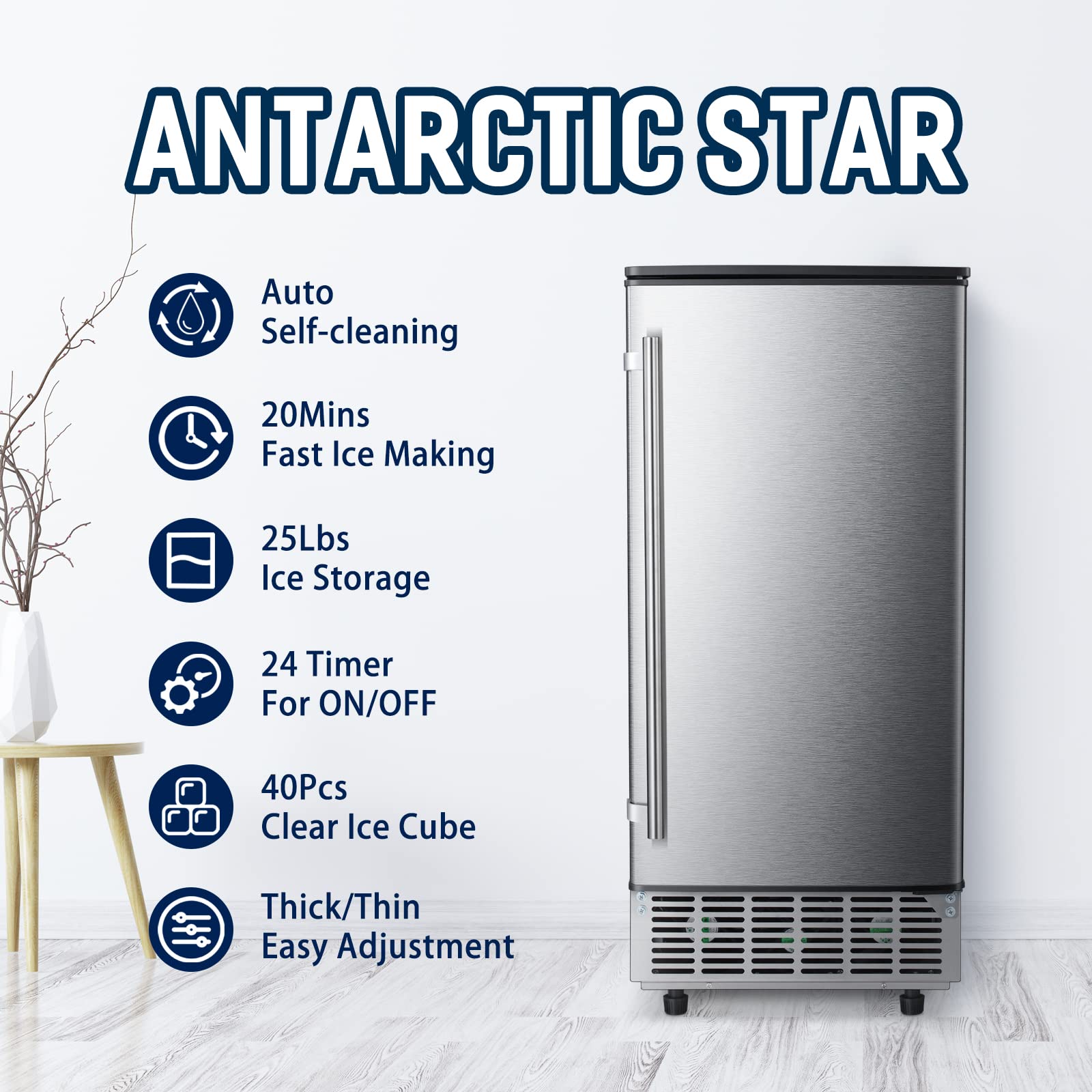 Antarctic-Star Commercial Ice Maker, Free Standing and Built In Ice Maker