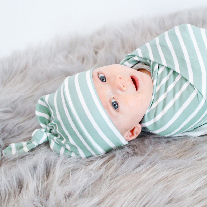 Striped Swaddle and Hat