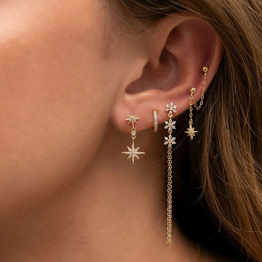 Boucle d'oreille chaine 2 trous en argent – Styllen