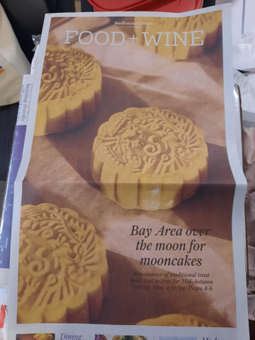 Photo of one of the feature covers of the SF Chronicle. The picture is of mooncakes.