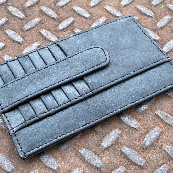 Long Wallet Black Genuine Leather Card Holder Handmade Men Purse Card Holder