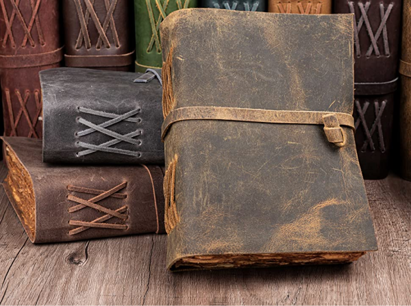 Leather Bound Journal - A5 Handmade Antique Deckle Edge Paper, Mauve –  Rustic Town