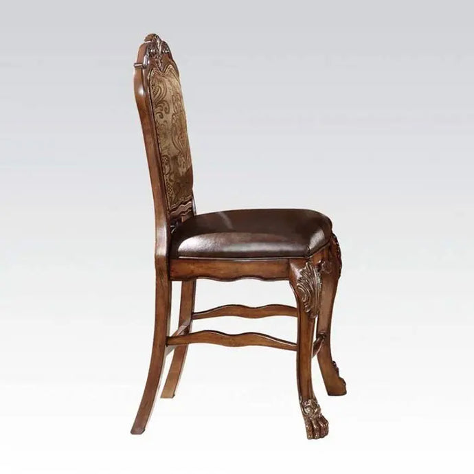 Benzara Leatherette Side Chair With Crown Top And Claw Feet Brown - Set Of 2 Benzara