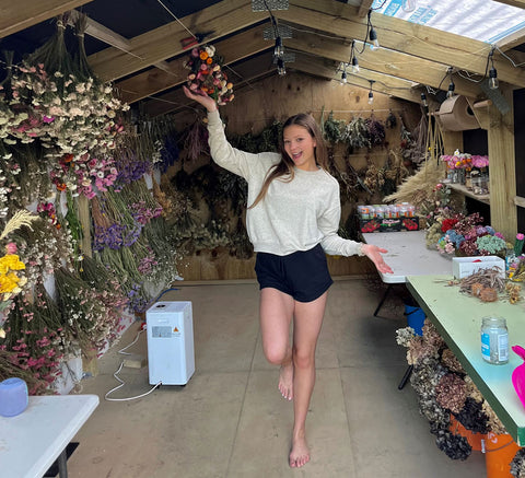 Ella in her Flower Shed