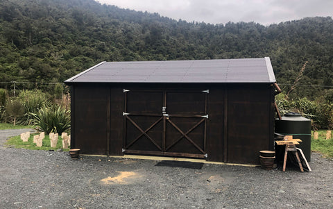 Outpost Shed with spouting and gravel base