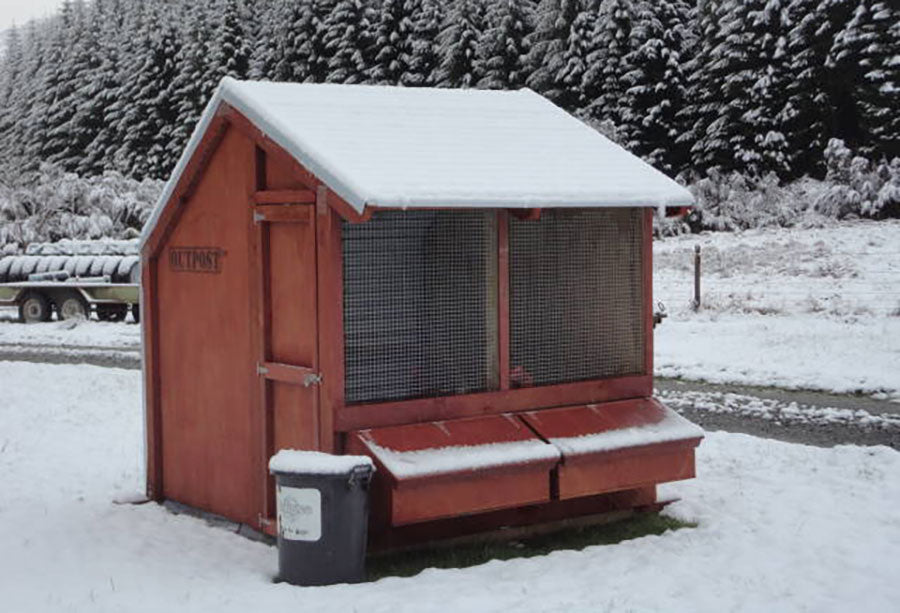 Chicken coop in the snow