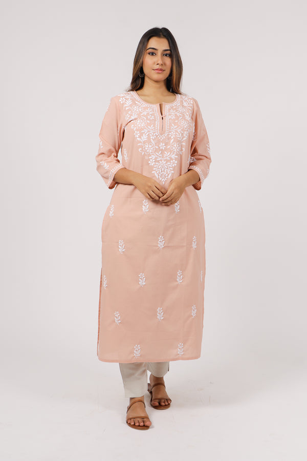 Mogra Chikankari Cotton Kurta