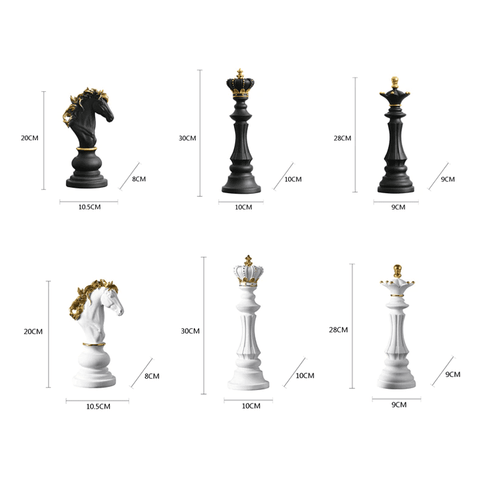 Peças De Xadrez Kit Rei Rainha Cavalo Decoração Escultura - R$ 299,9