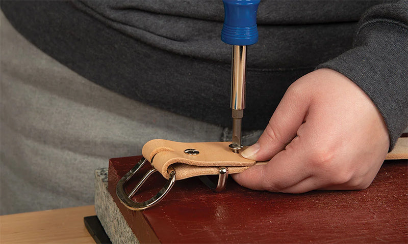 Adding Chicago Screws to the Leather Belt