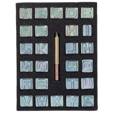 OWDEN Professional 27 Pieces Alphabet Stamp Tool Set for Leathercraft (3/4  Inch, 19 mm Tall), Leather Stamp Tools.