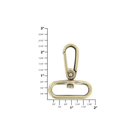 1-1/2 Inch Oval Spring Gate Swivel Snap Hook, Antique Brass Finish, 2 Pack,  38 Mm Purse Clip, Handbag Hardware Craft Supplies, SNP-AA171 