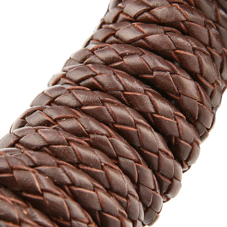 Round braided leather cord Ø5,0mm - saddle brown, 7,38 €