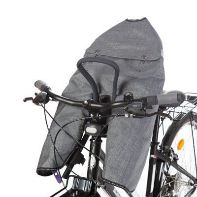 Velotority - Porte bébé avant gris Polisport Bilby junior sur potence vélo.