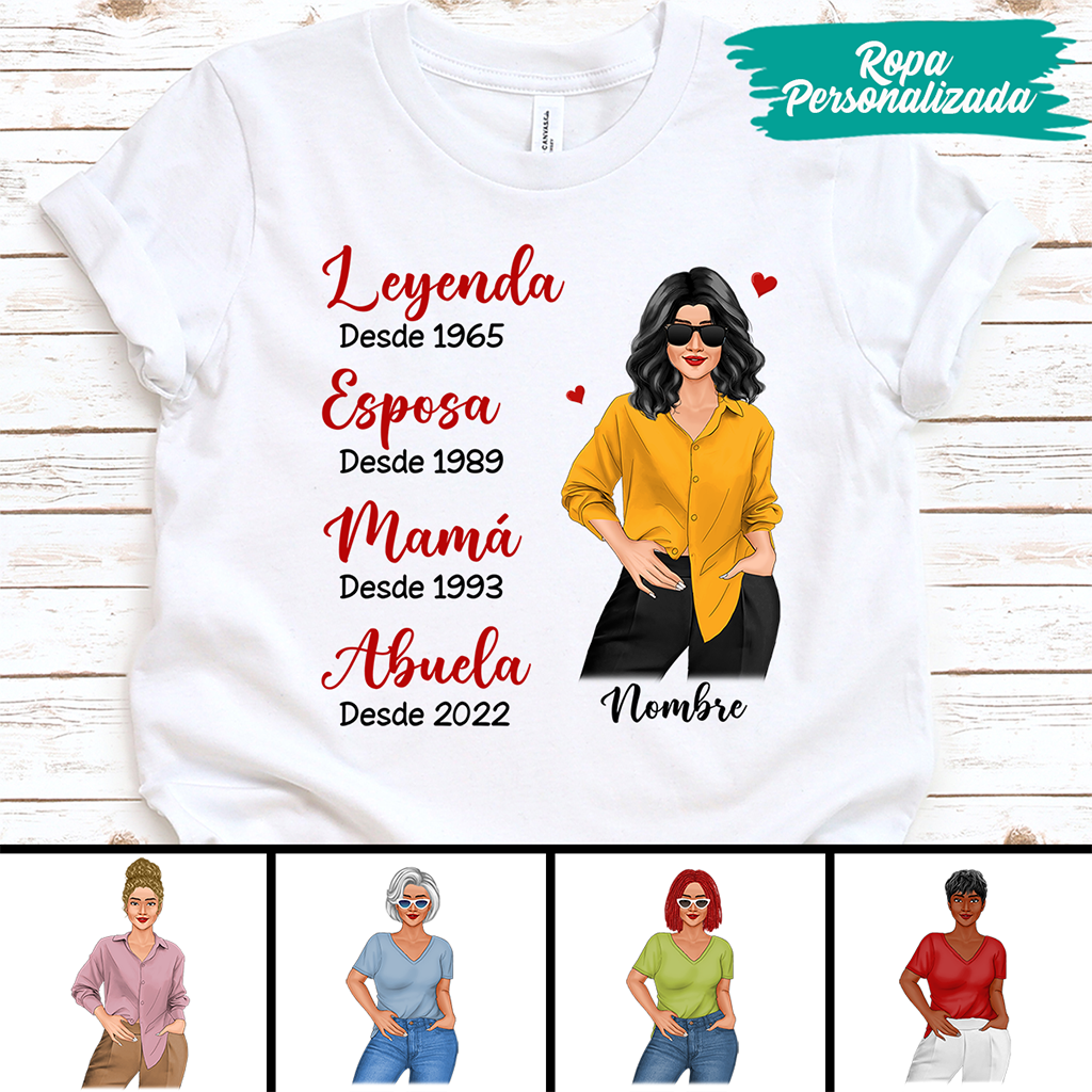 radioactividad anfitrión Inconcebible Leyenda Esposa Mamá Abuela - Camisetas Personalizadas, Regalo para Abu -  Viva La Moda