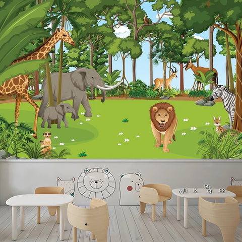 vinyl wild animals nursery wallpaper