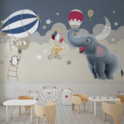 Playing Elephant Nursery Wallpaper