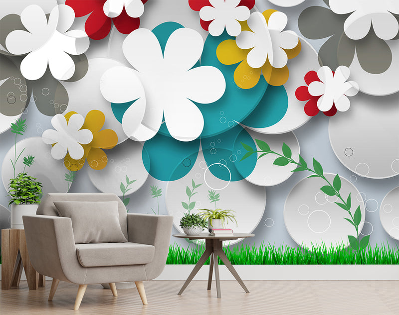 Colourful Flowers Customised wallpaper for wall – Myindianthings