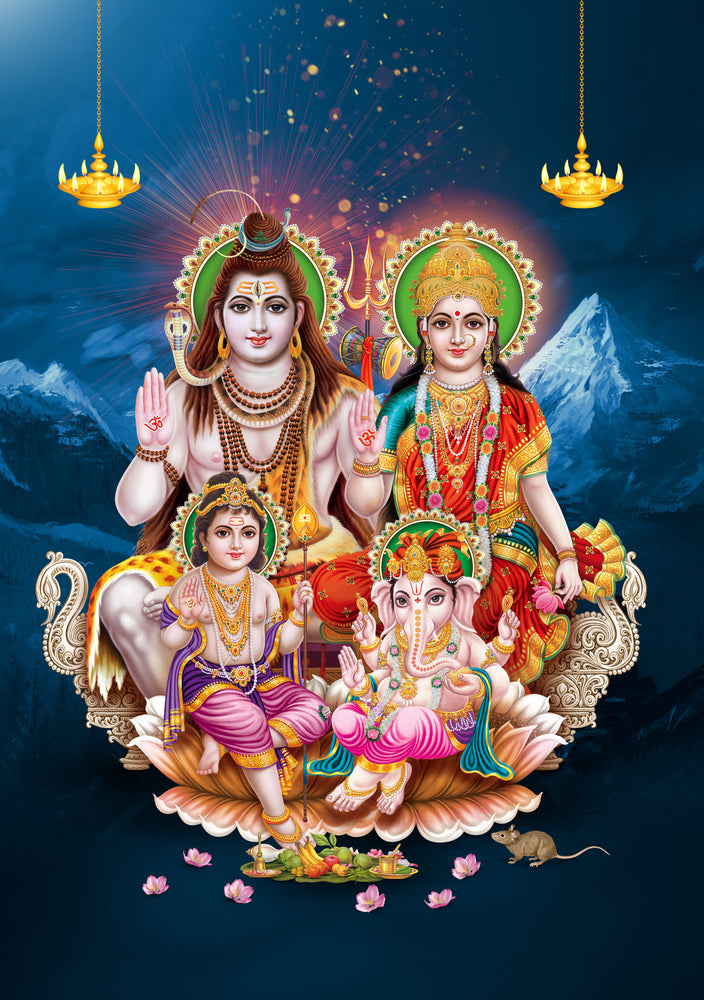 Shiv Parvati Parvat Background Self Adhesive Sticker Poster – Myindianthings