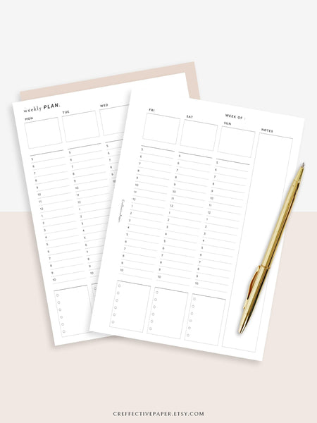 W111 | Weekly Schedule Planner Printable Inserts Template ...