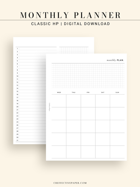 M121 | Monthly Planner, MO2P -CreffectivePaper printable