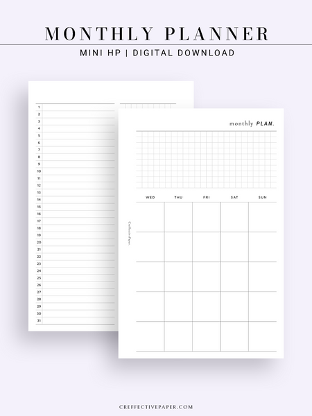 M121 | Monthly Planner, MO2P -CreffectivePaper printable