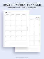 M110_2022 | 2022 Monthly Planner Printable Inserts Template
