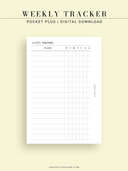 T118 | Weekly Habit and Goal Tracker -CreffectivePaper printable