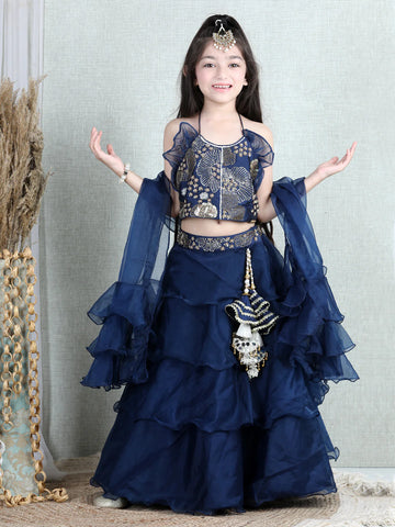 Blue Organza Lehenga 