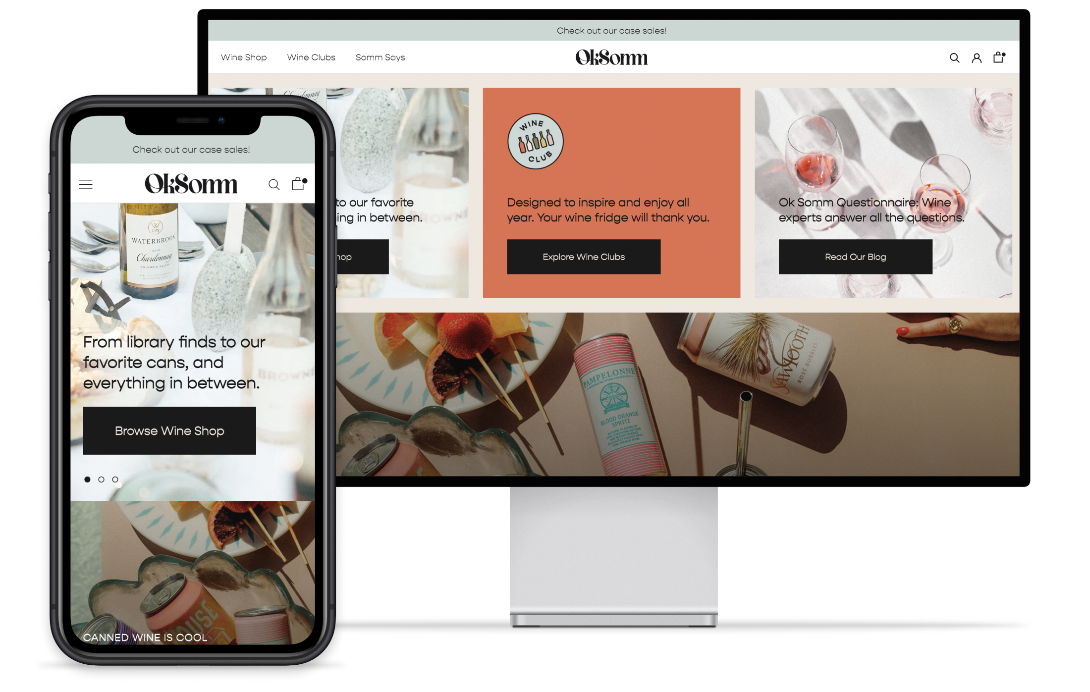 OKSOMM homepage displayed in a phone and desktop device