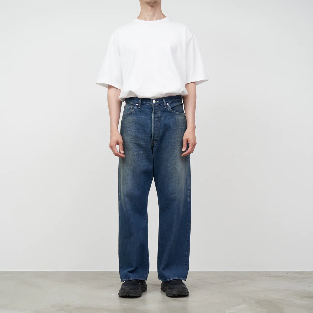 Graphpaper Selvage Denim Five Pocket Wide Straight Pants - DARK FADE