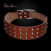 Cool Rivets Studded Best Genuine Leather Pet Dog Collars For Small Medium Large Dogs Black Brown  Boxer Bulldog Pitbull XS S M L