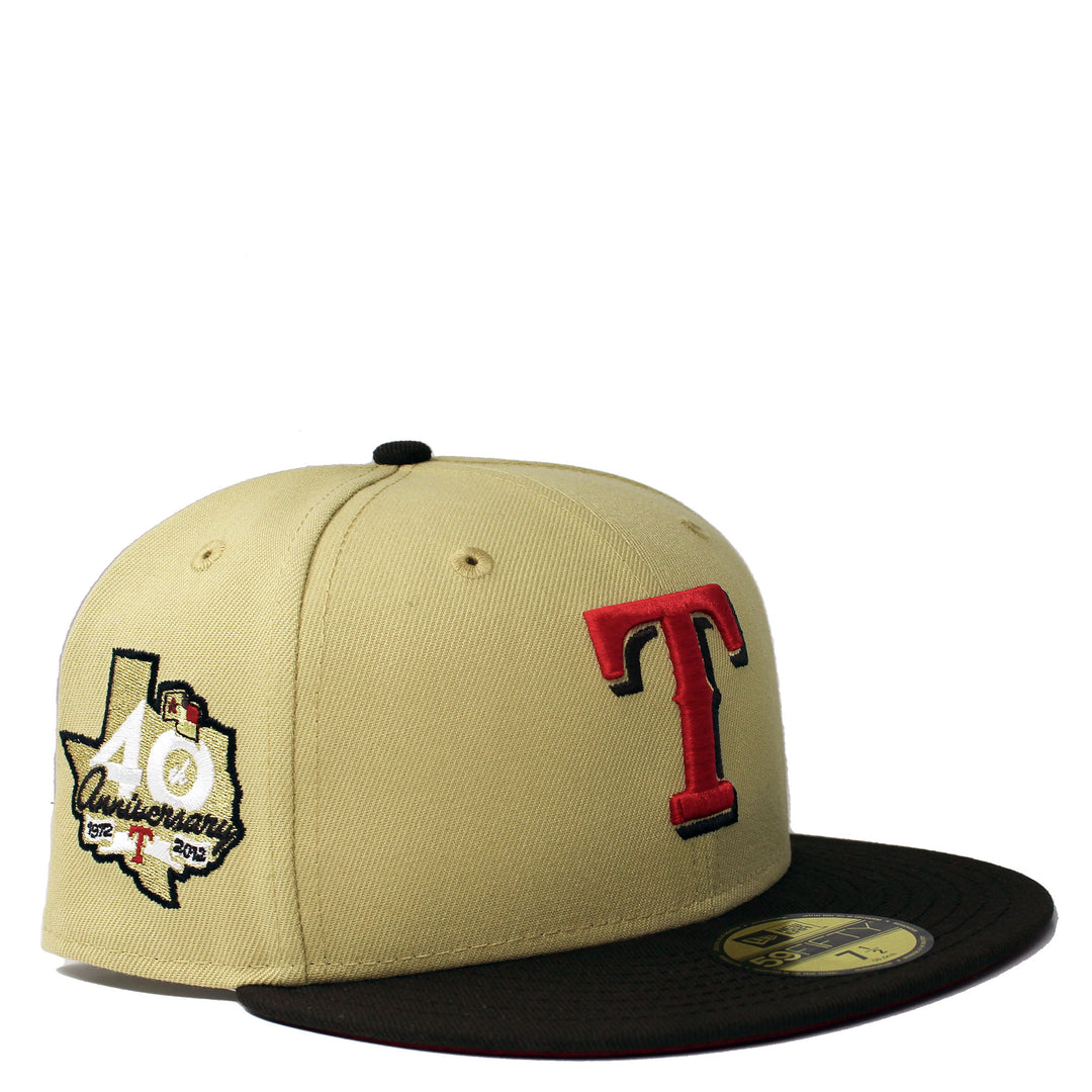 Black Texas Rangers 40th Anniversary Side Patch New Era 59FIFTY Fitted 73/4