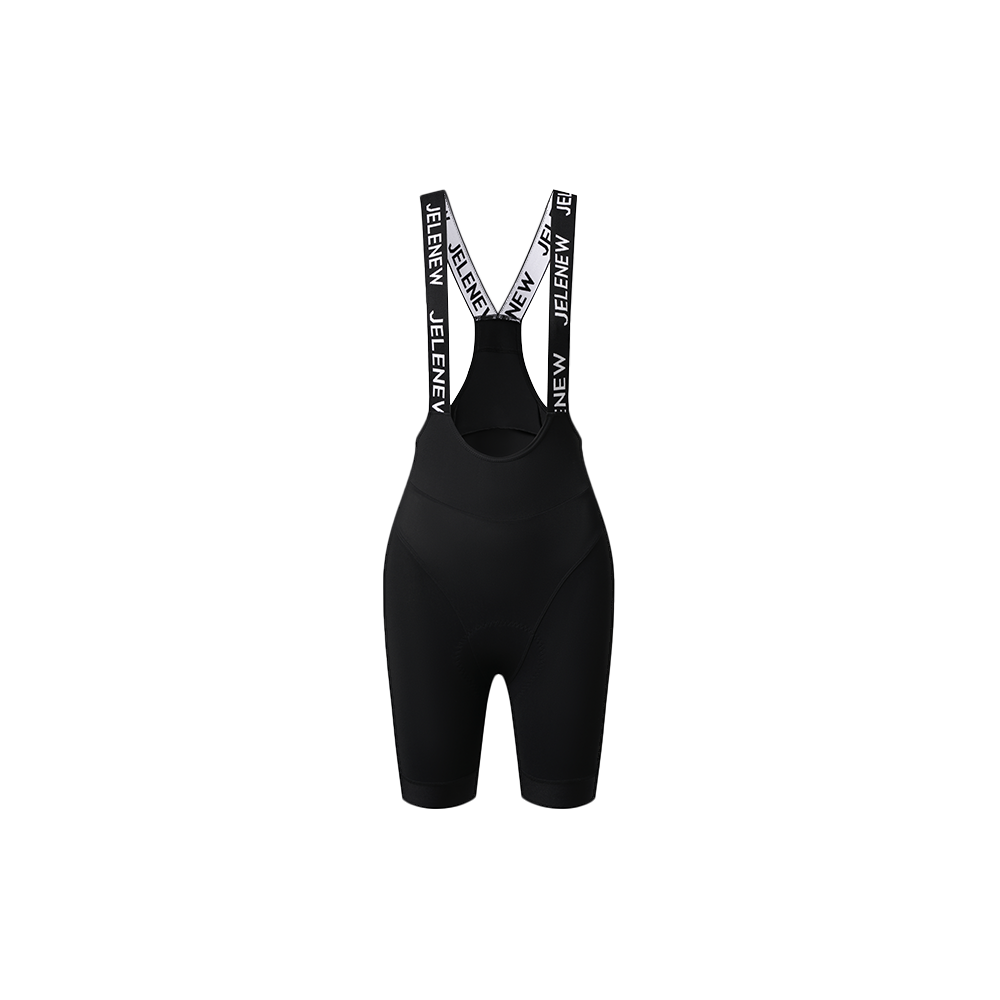 Jelenew Black High-rise Back Thermal Bib Shorts- Winter Warmth