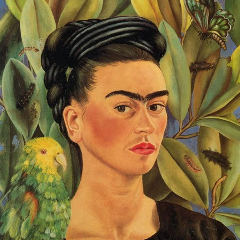 Portrait Frida Kahlo avec perroquet