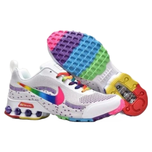 white nike air with rainbow swoosh