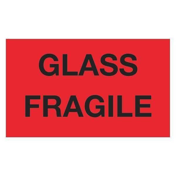 Tape Logic® Labels, "Glass - Fragile", 3" x 5", Fluorescent Red, 500/Roll