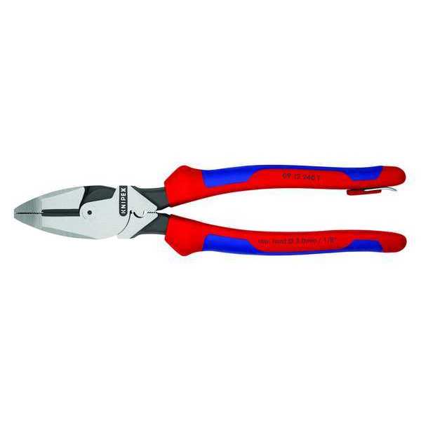 9 1/2 in Linemans Plier High Leverage w/ Fish Tape Puller, Wire Crimper, Steel