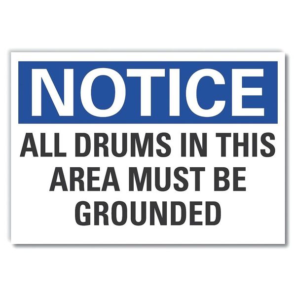 Electrical Ground Notice Label, 10 in Height, 14 in Width, Polyester, Horizontal Rectangle, English