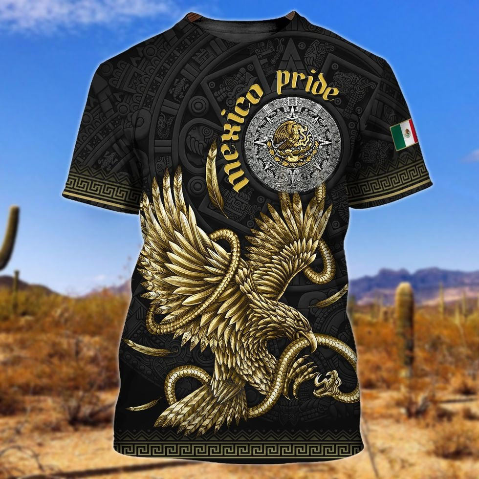 Mexico National Flag Print T Shirt For Men Fashion 3D Eagle