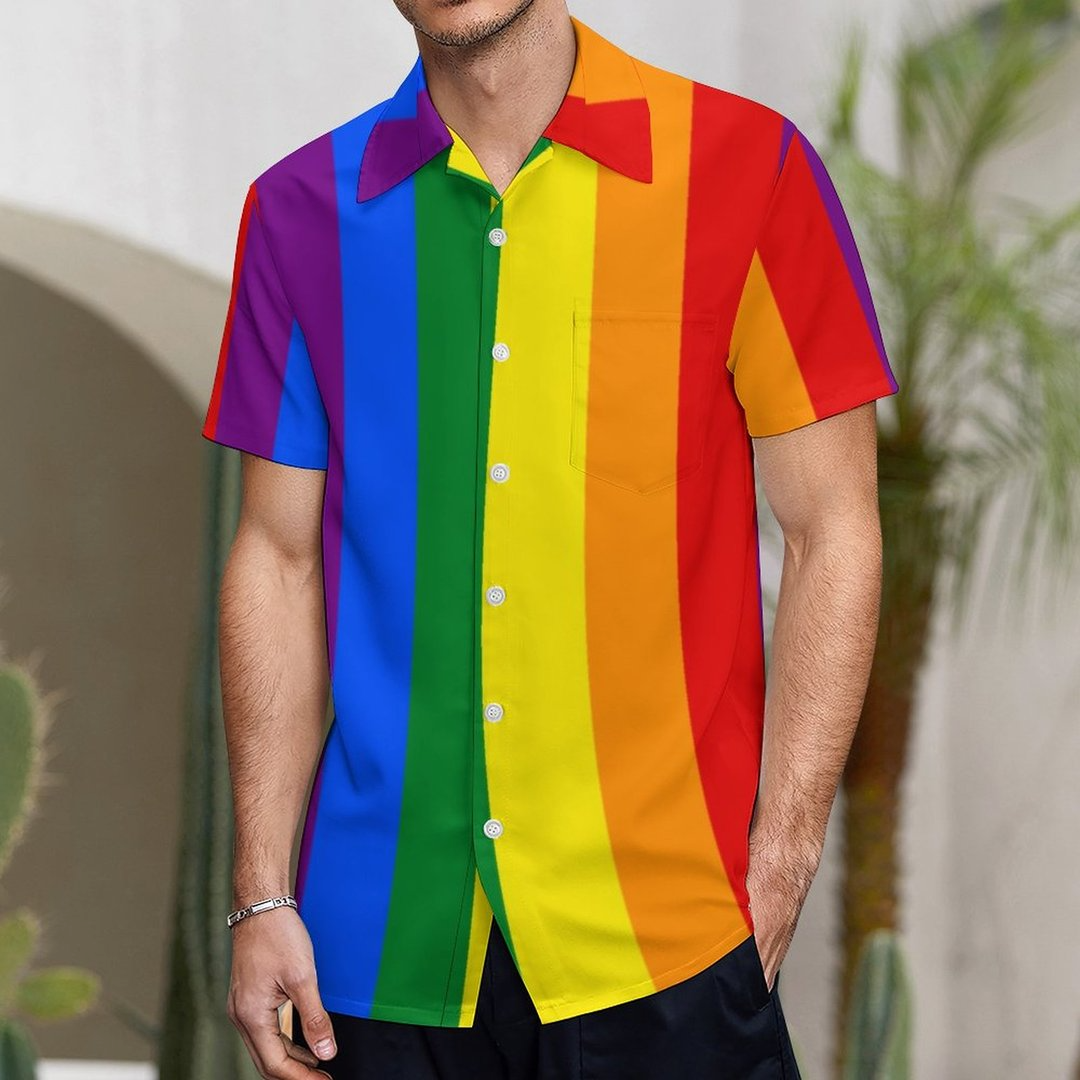  Gay Love Rainbow LGBT Mens Hawaiian Shirt Short Sleeve Button  Down Shirts Tops for Beach Work XS : Sports & Outdoors