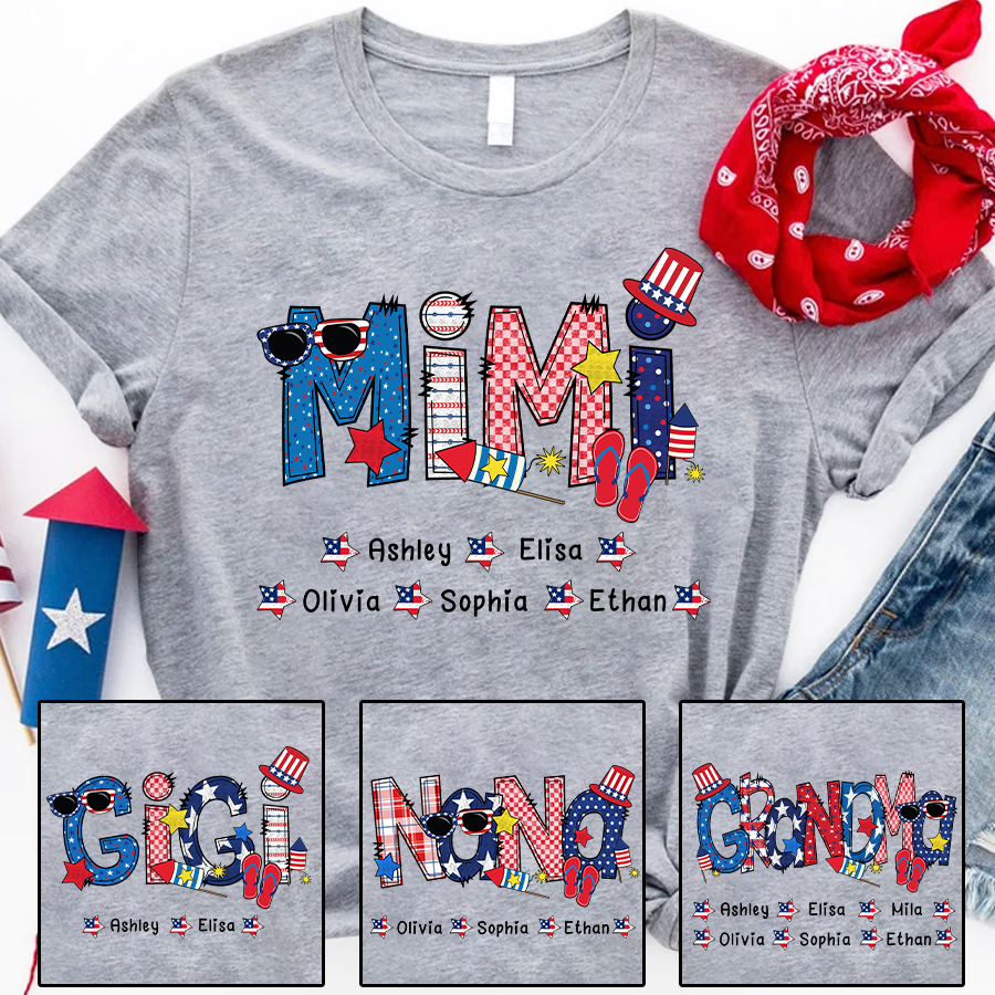 Personalized Mama Bear Patriotic Heart Shirt 4Th Of July Gift Unisex S-5Xl