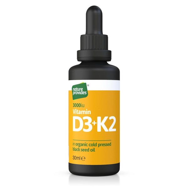 *90 % RABATT, Ablaufdatum:30. Dezember 2023* Vitamin D3 (3000 IE) und K2 (MK-7) in Bio-Schwarzkümmelöl 30 ml