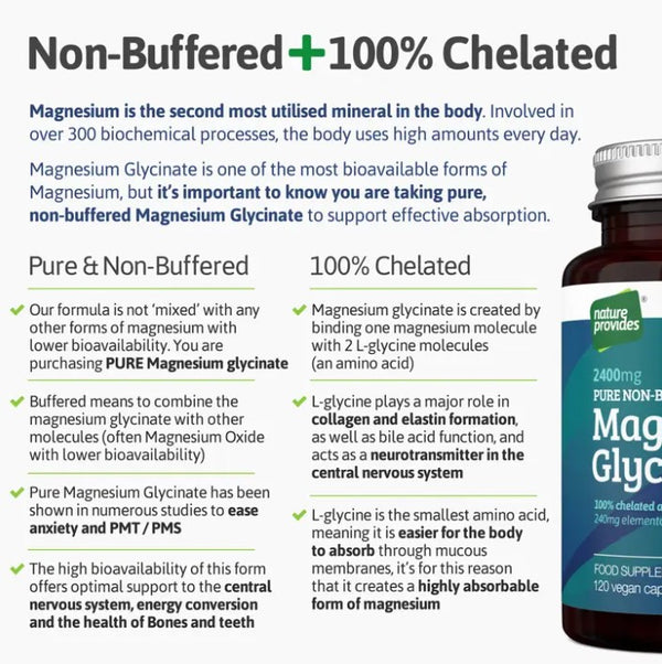 Magnesium Glycinate (Bisglycinate) - 120 Capsules