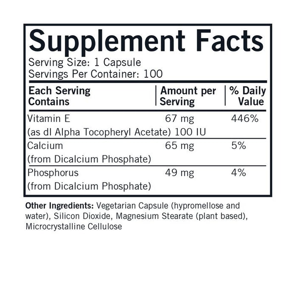 Witamina E 100mg 100 Hipoalergicznych Kapsułek