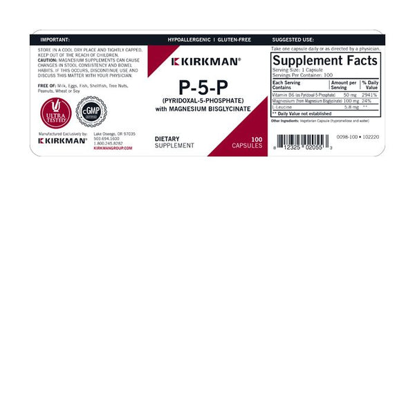 Vitamin B6 als P-5-P 50 mg mit Magnesiumglycinat 100 Kapseln