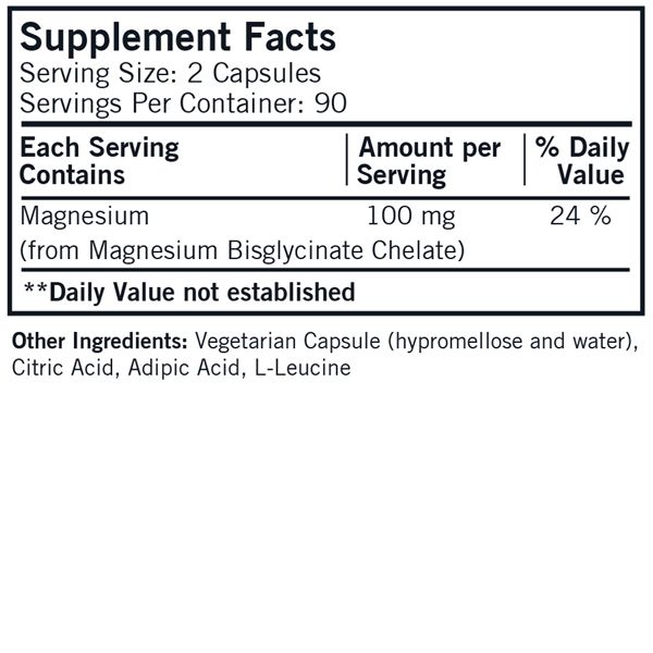 Bisglicinat de magneziu (tamponat) 180 capsule de Kirkman