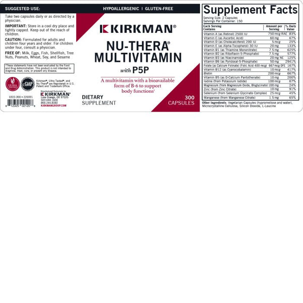 Nu-Thera® con 5 mg de P-5-P Hipoalergénico 300 Cápsulas