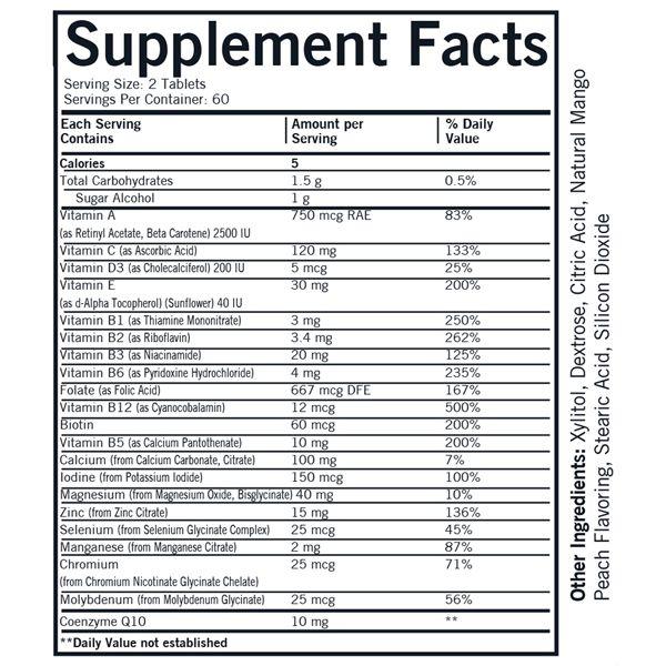 Vitamina-Mineral Masticable Infantil con Xilitol 120 Obleas (Mango-Melocotón)