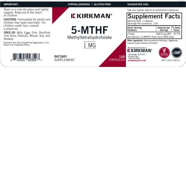 Cápsulas de 5-MTHF (metiltetrahidrofolato) 1 mg