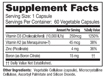 Complexe Vitamine D3 + K2 CoFactor 60 Gélules